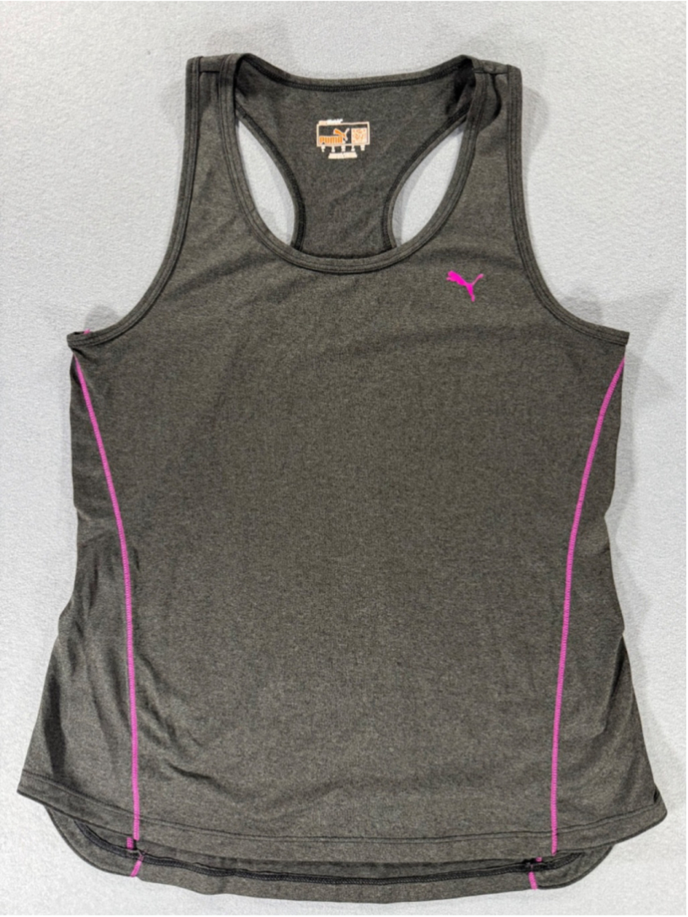 Puma Gray with Pink Accents SportLifestyle Women’s Activewear Tank Top Sz Large